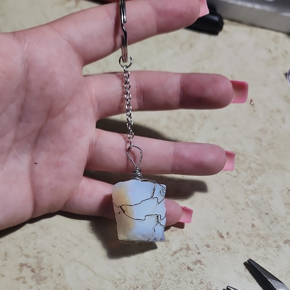 handwraped stone keychains